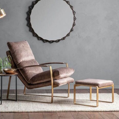 Baltora Mushroom & Gold Upholstered Lounge Chair Art