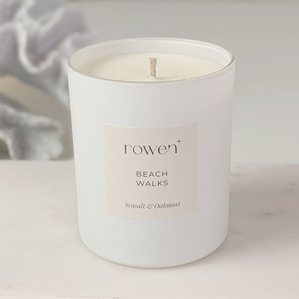 Beach Walks White Scented Candle - Sea Salt & Oakmoss Fragrance