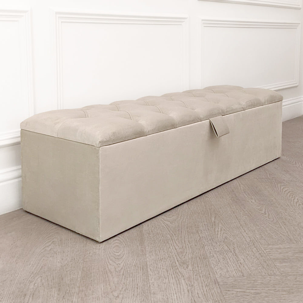 Belvoir Cream Buttoned Ottoman Box Furniture