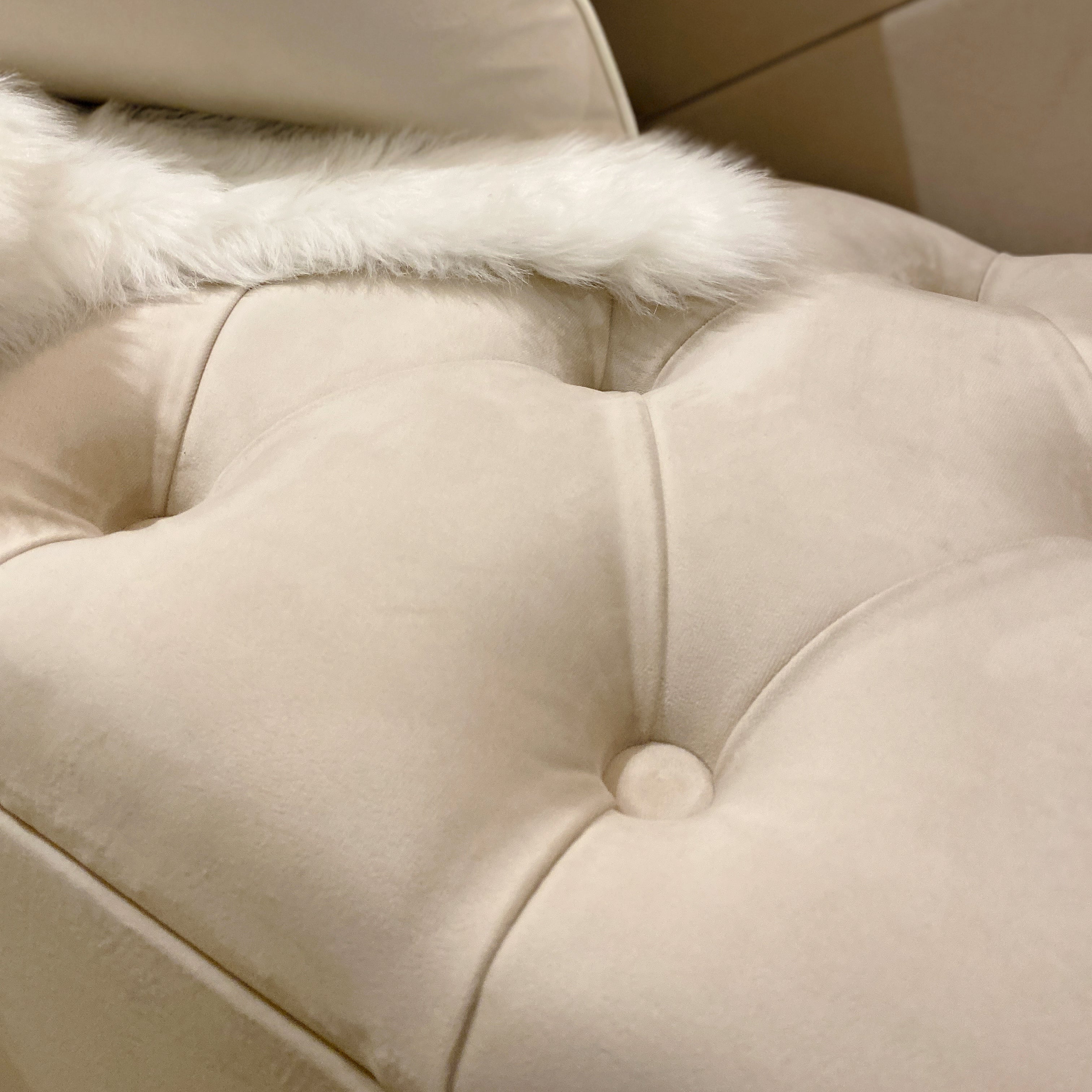 Belvoir Cream Buttoned Ottoman Box Furniture