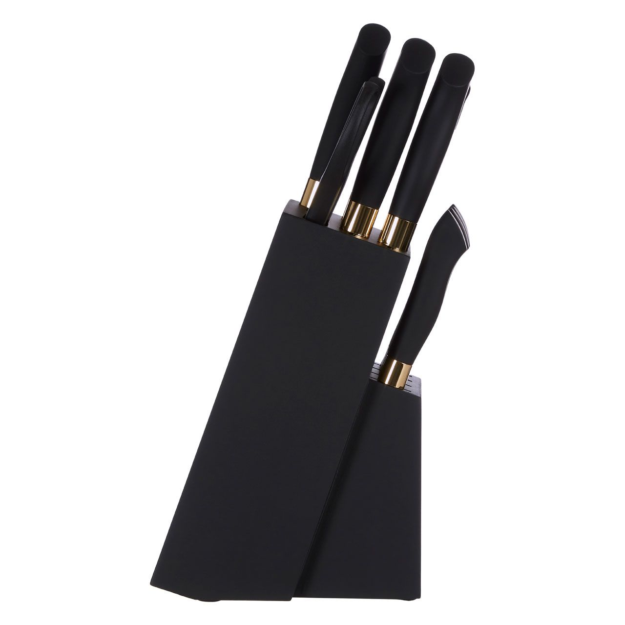 6 Pcs Aria Rosegold Knife Set with Block - Penguen Collection