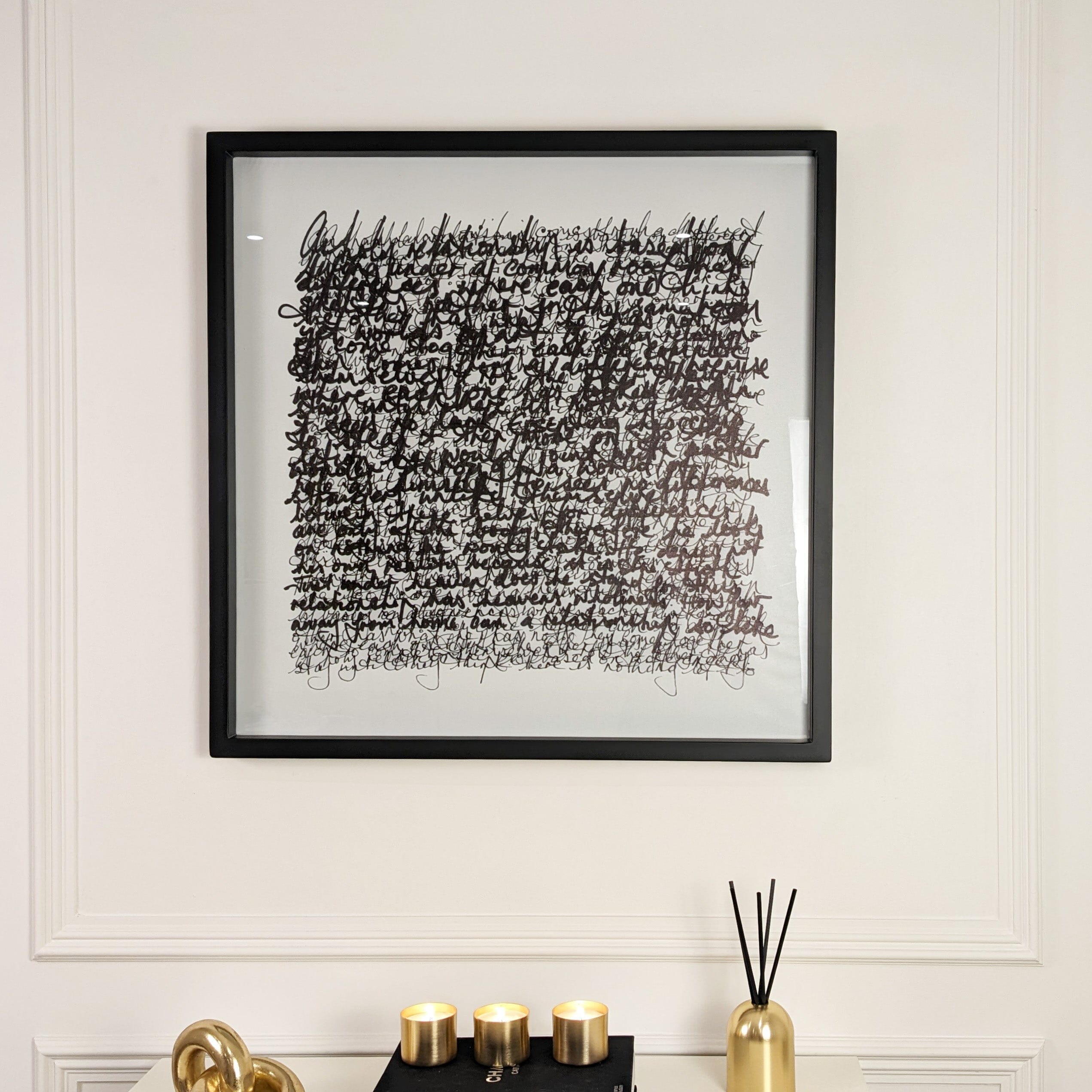 Carter Scribbles Framed Monochrome Wall Art - 80 x 80cm Art