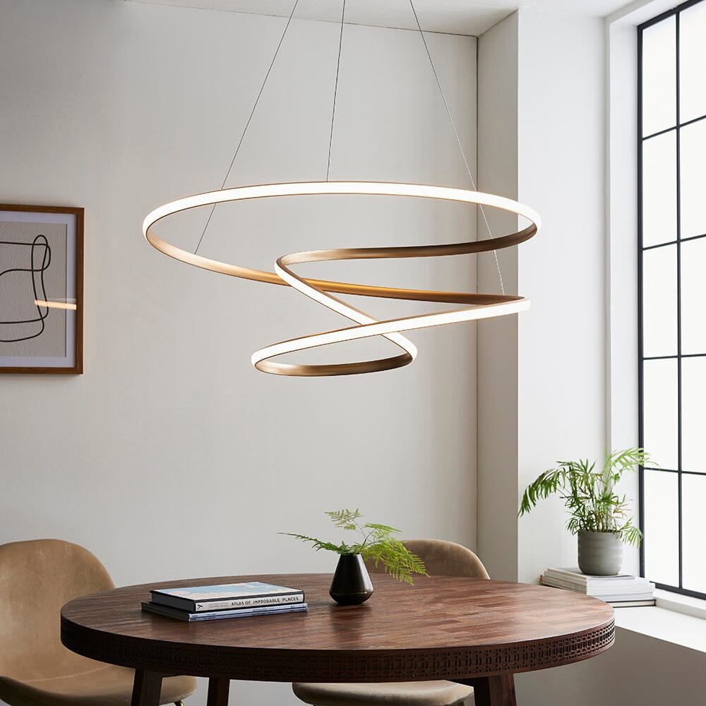 Charlene Large Gold Spiral Pendant Ceiling Light Lighting