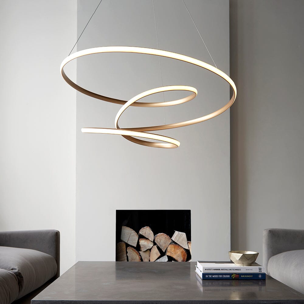 Charlene Large Gold Spiral Pendant Ceiling Light Lighting