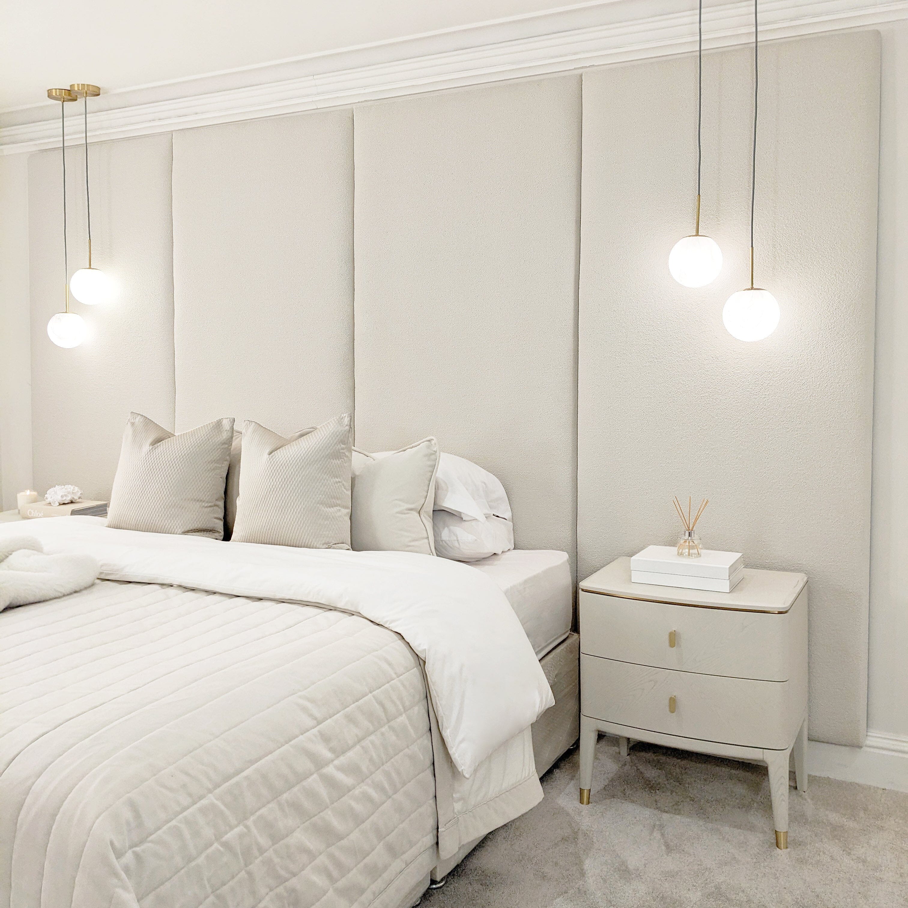 Cloud Boucle Double Width Upholstered Headboard Wall Panel