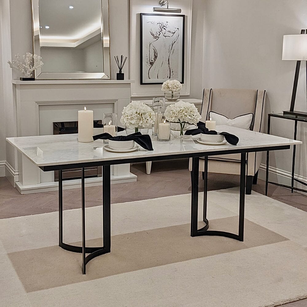 Corazi Marble and Black Dining Table Furniture