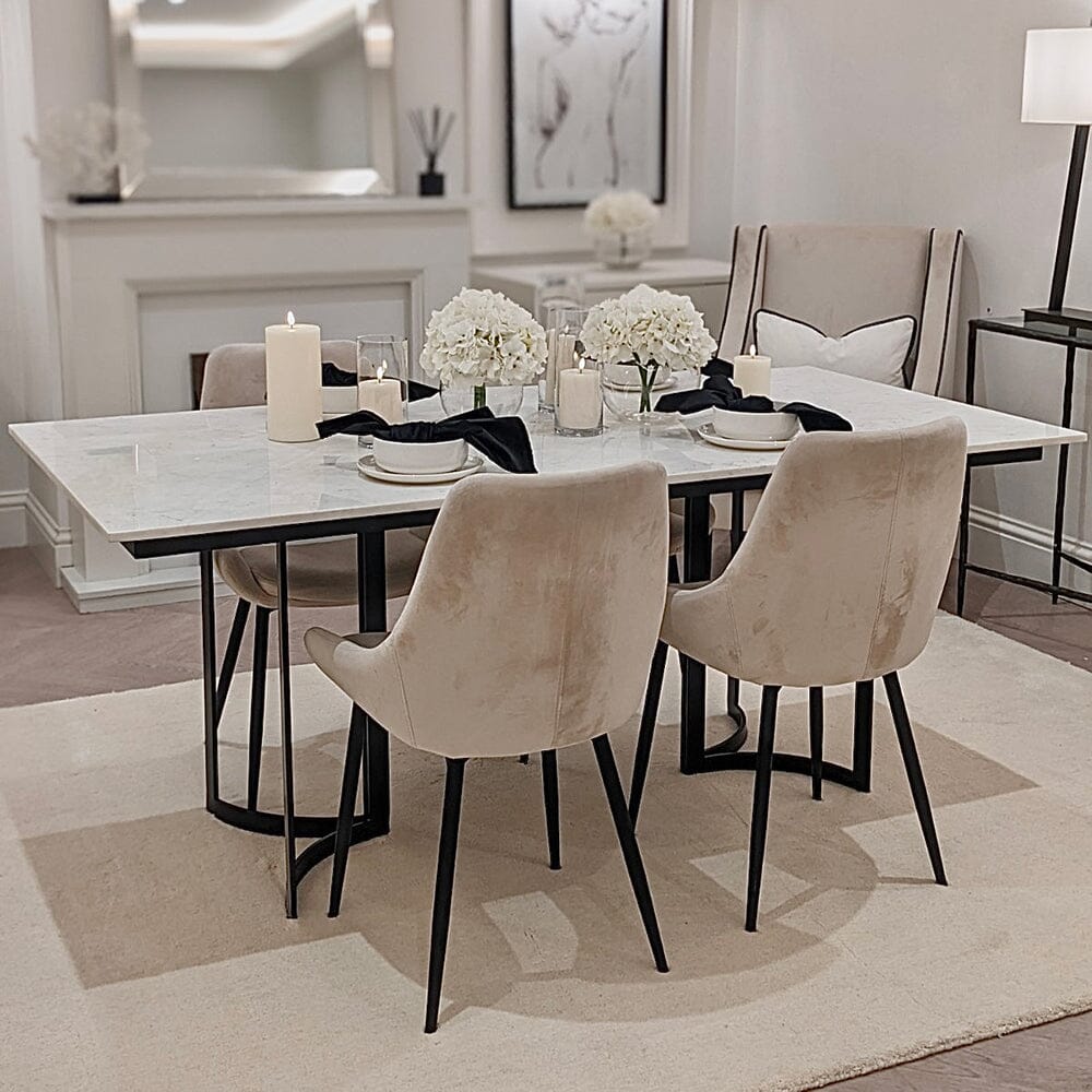 Corazi Marble and Black Dining Table Furniture