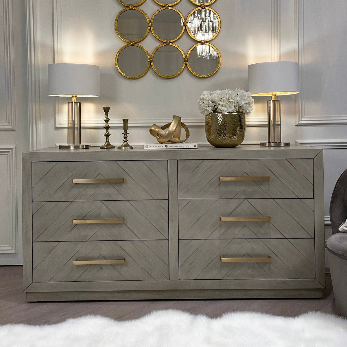 Cortina Premium 6 Drawer Chevron Chest Furniture