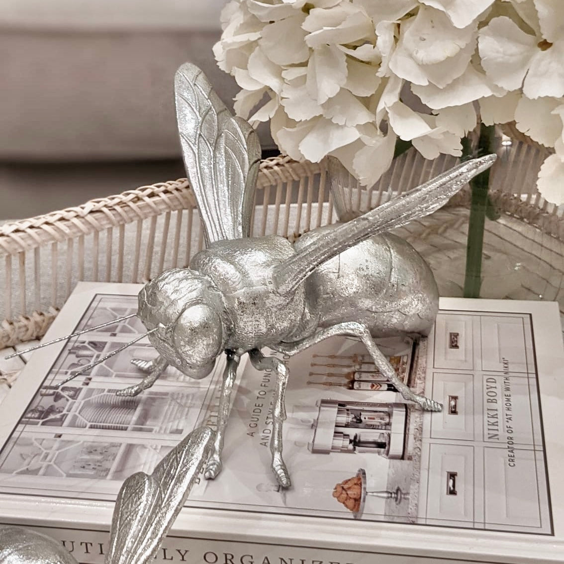 Decorative Silver Bee Ornament Accessories
