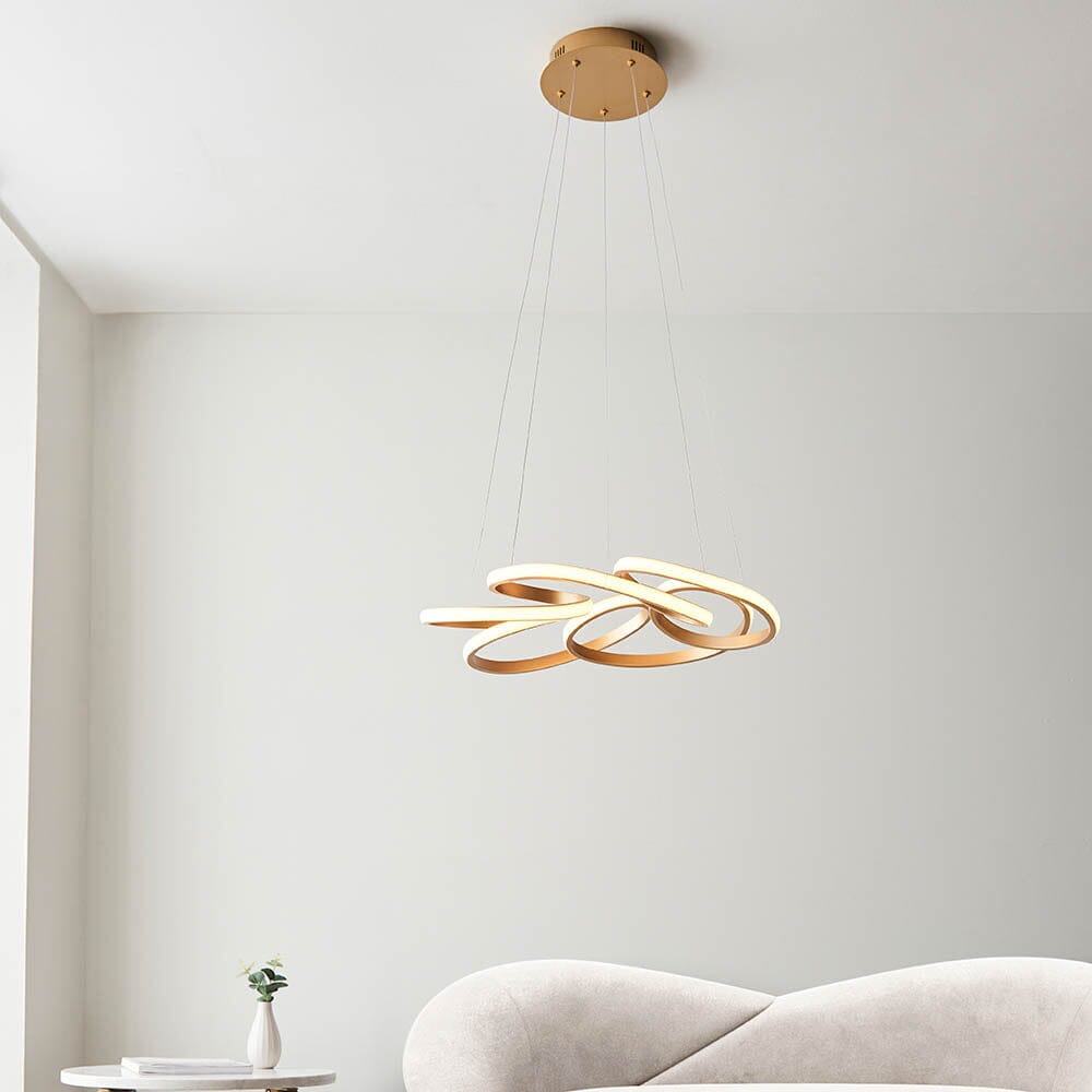 Demure Gold Satin Spiral LED Pendant Ceiling Light Lighting