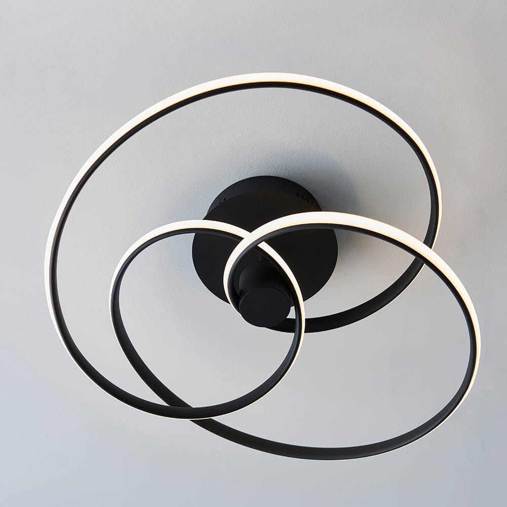 Ellipse Black LED Semi Flush Ceiling Light Lighting