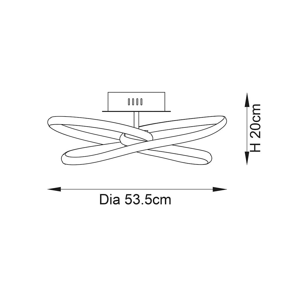 Ellipse Black LED Semi Flush Ceiling Light Lighting
