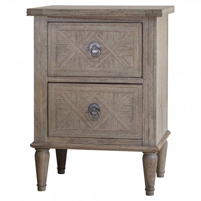 Elysium Natural Wood 2 Drawer Bedside End and Side Table