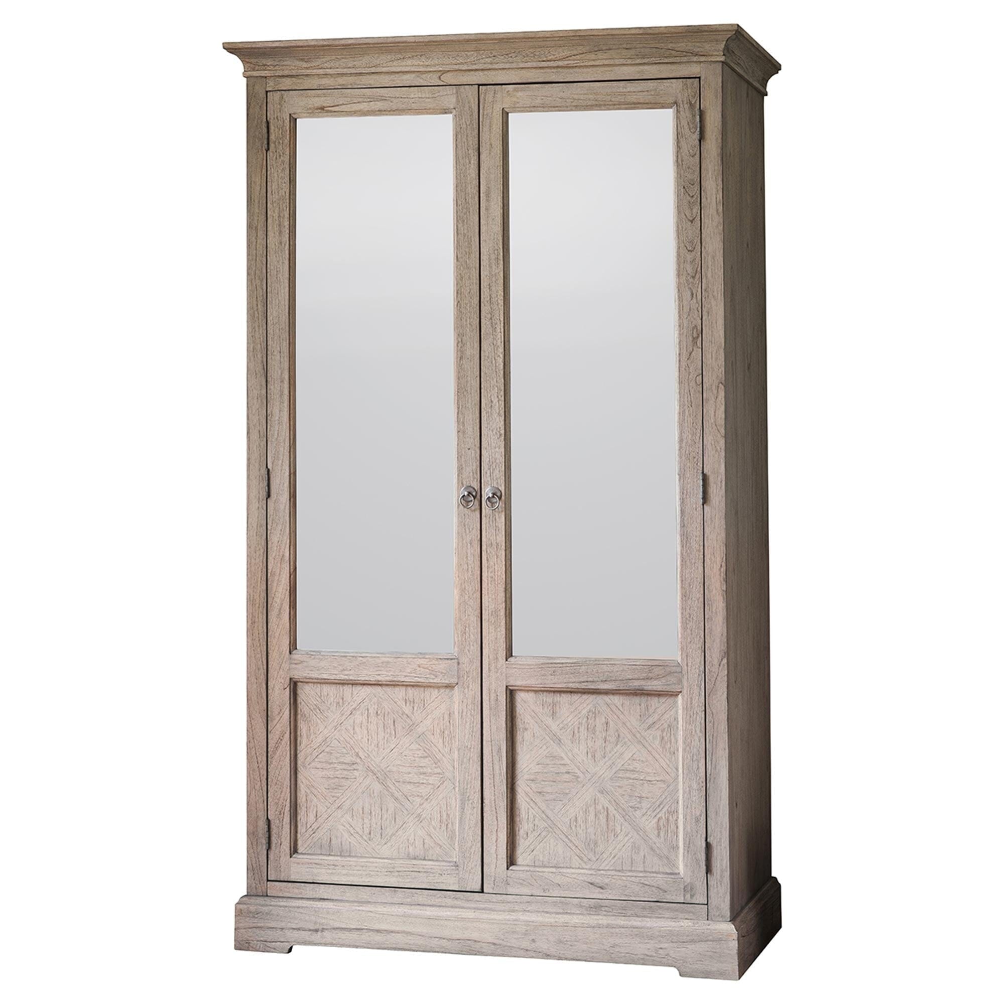 Elysium Natural Wood 2 Mirror Door Wardrobe Furniture