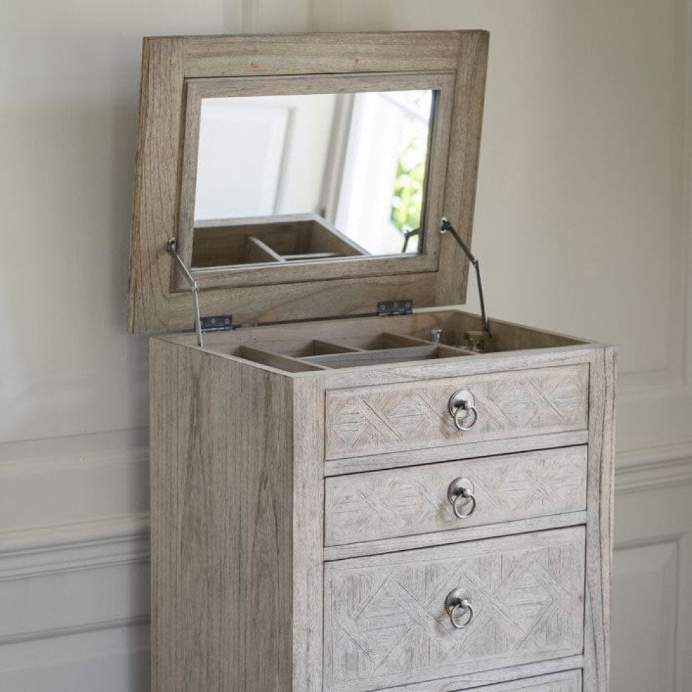 Elysium Natural Wood 5 Drawer Tall Chest Furniture