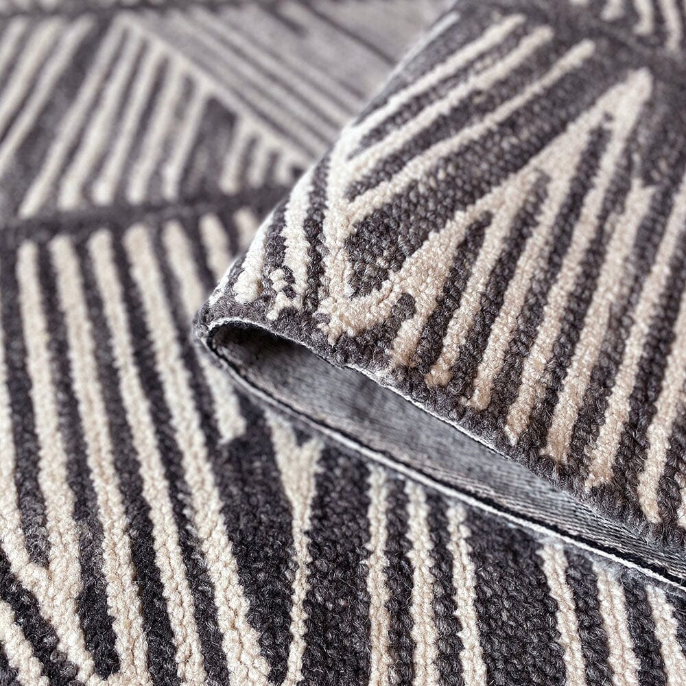 Enaya Grey & Cream Geometric Rug Textiles