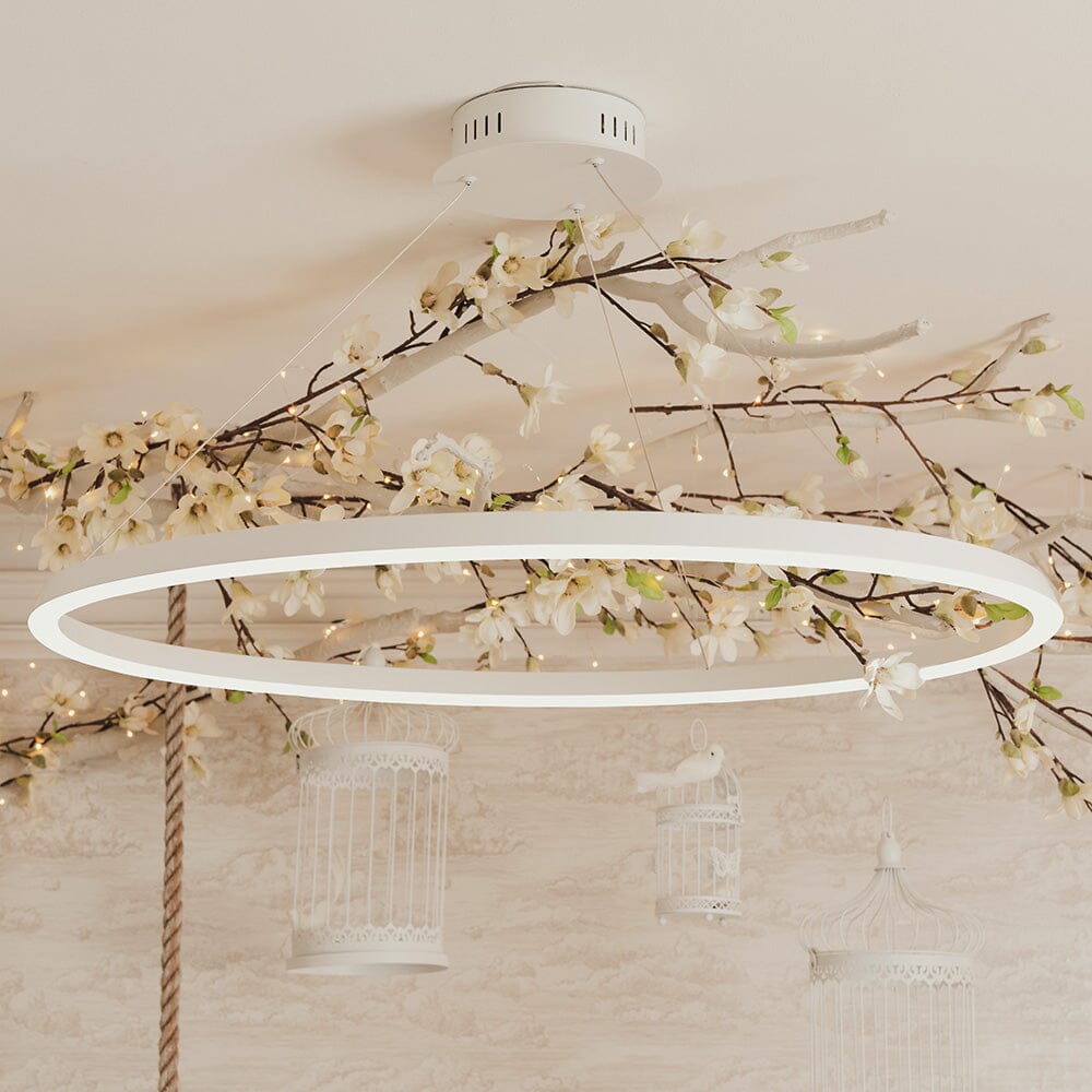 Everett White Halo LED Pendant Ceiling Light Lighting