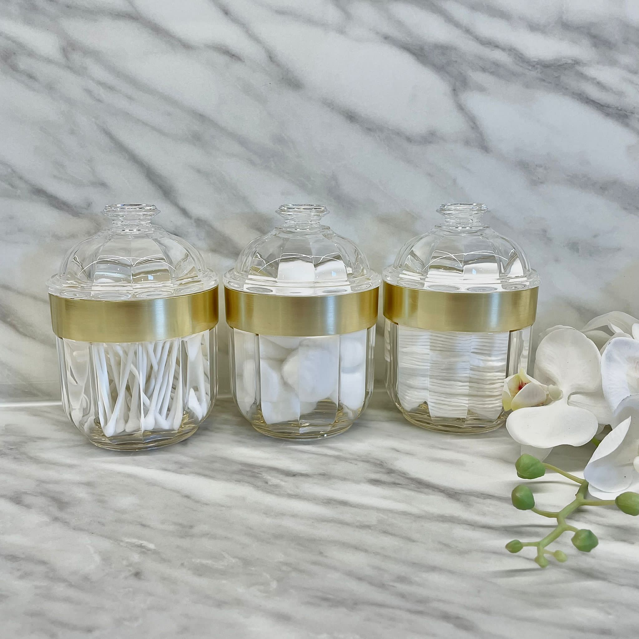 Gianna Small Acrylic Canister with Gold Rim - Set of 3 Kitchen