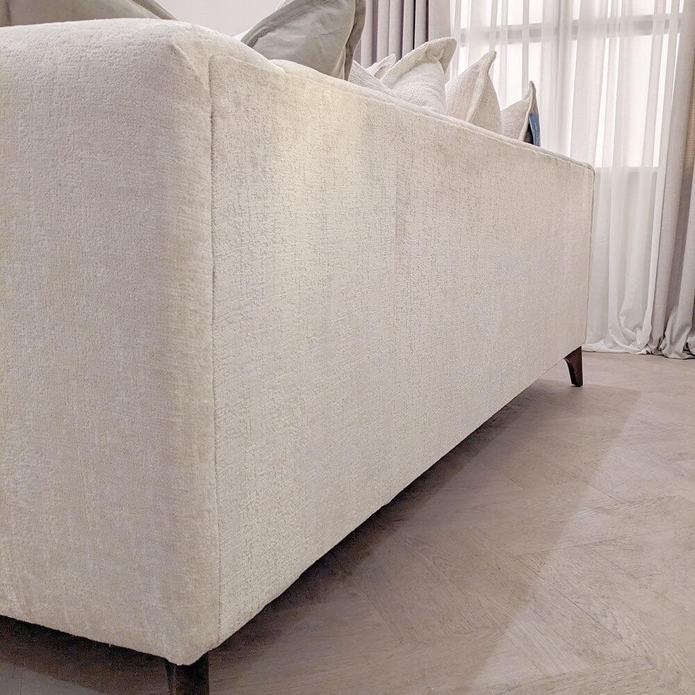 Gisele Oyster Textured Chenille, Pillowback Sofa Range With Walnut Legs