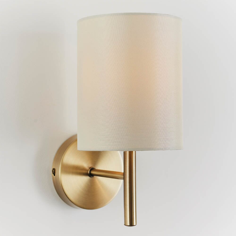 Hadleigh Gold Wall Light with Cream Faux Silk Shade Lighting