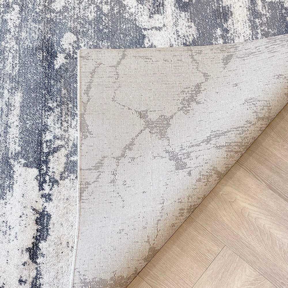 Helios Cream & Grey Marble Effect Abstract Rug Rug