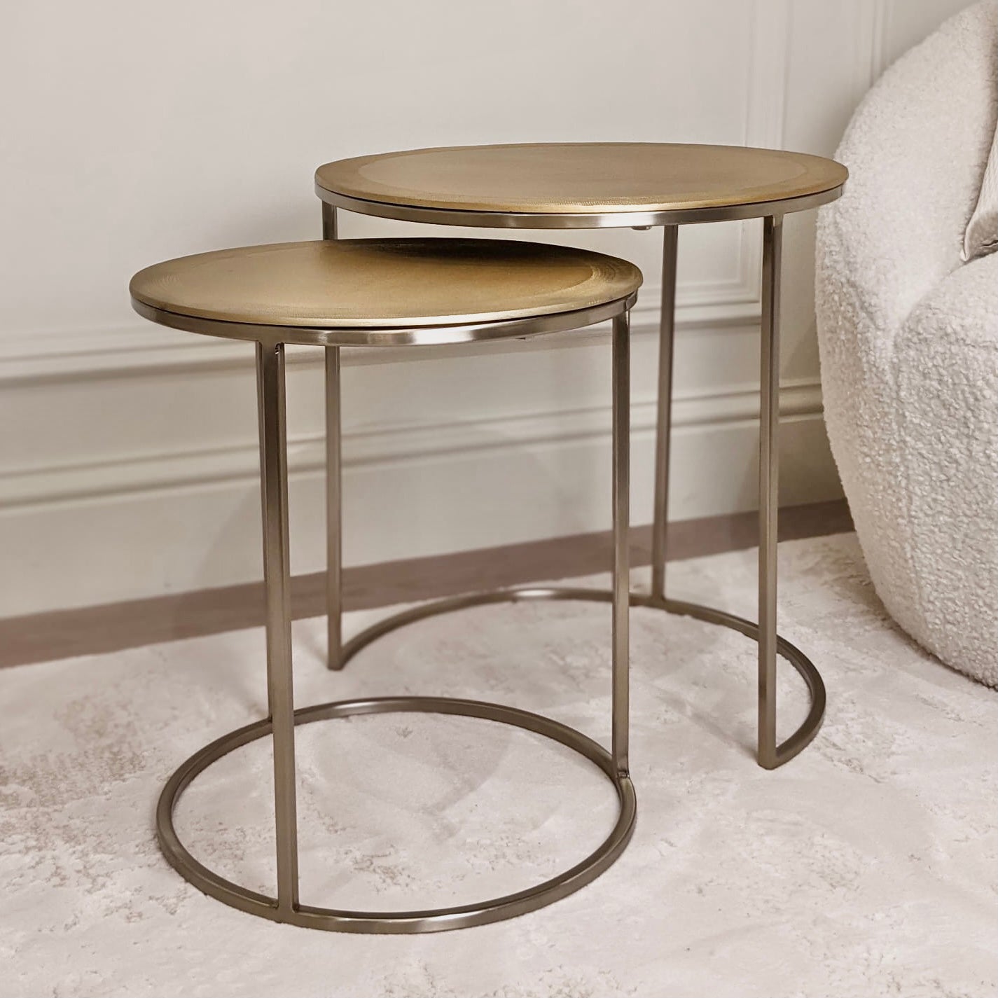 Jaycie Set of 2 Champagne Nesting Tables End and Side Table