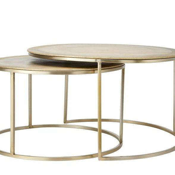 Jaycie Set of 2 Gold Metal Nesting Coffee Tables Coffee Table