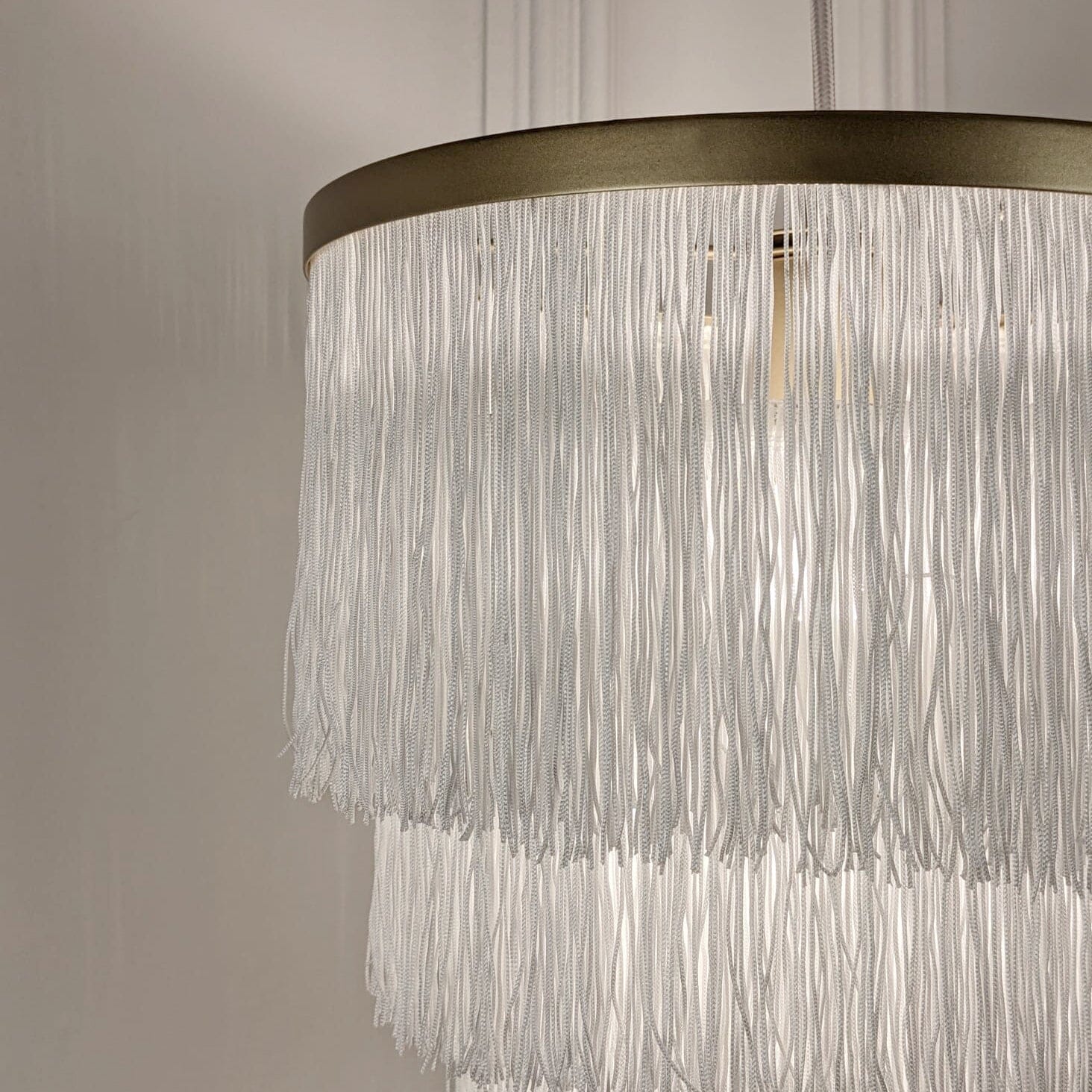 Jessamine Gold & White Medium Fringed Pendant Ceiling Light Lighting