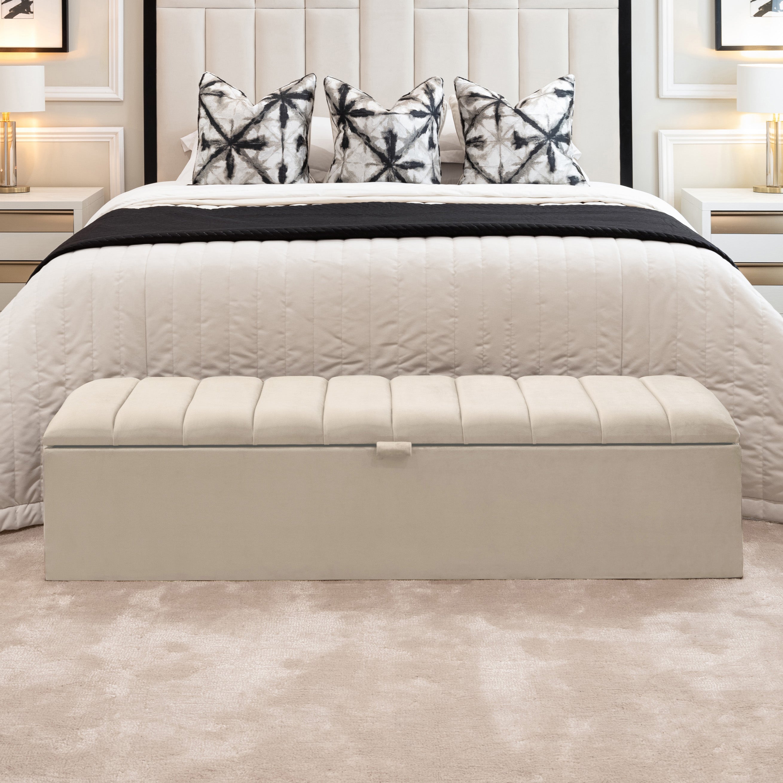 Kensington Cream Panelled Ottoman Box Furniture