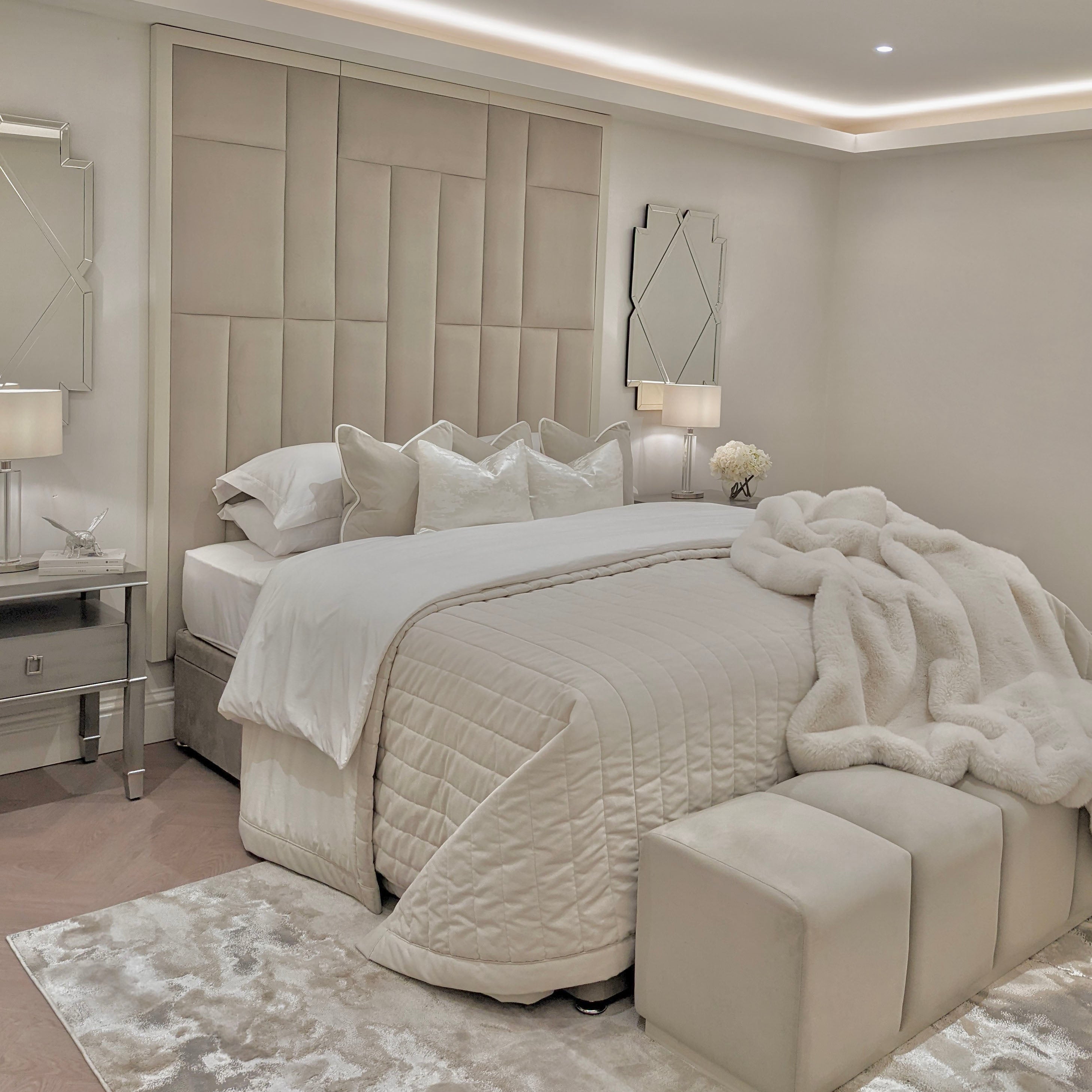 Kensington Grey & Shadow White Premium Abstract Headboard MTO Headboard