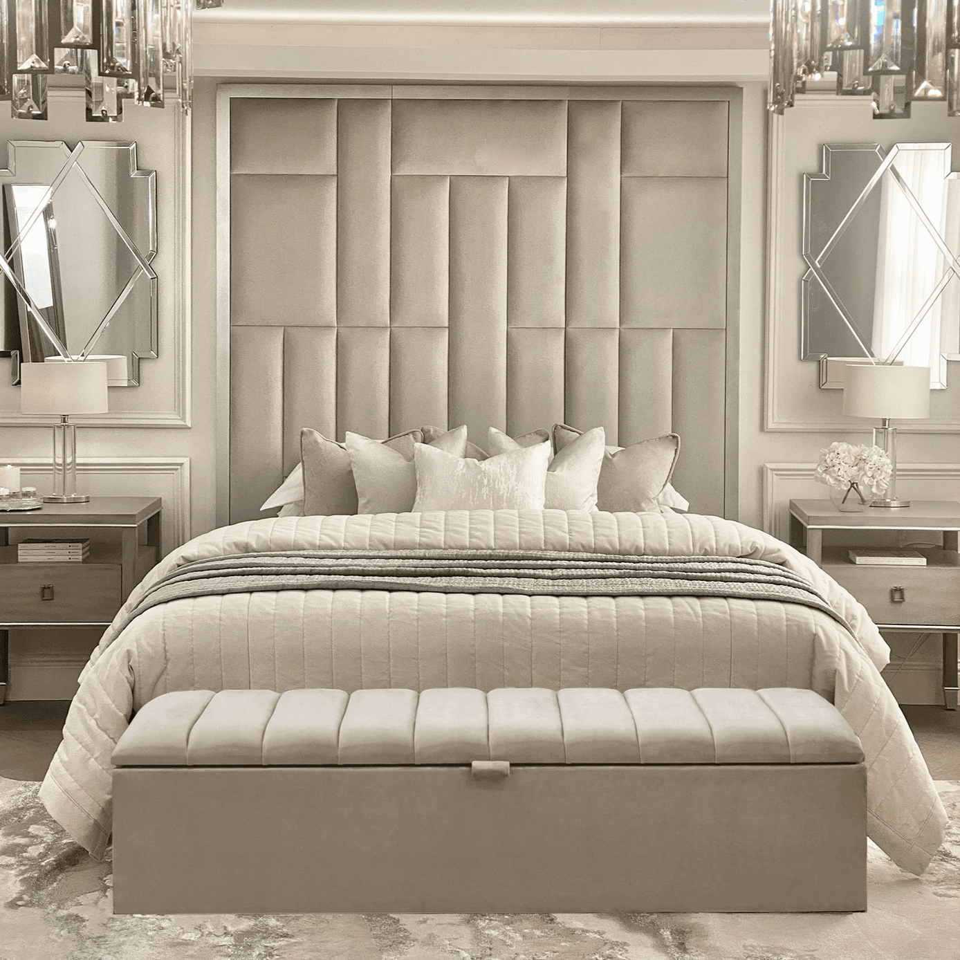 Kensington Smoke Grey Panelled Ottoman Box Furniture