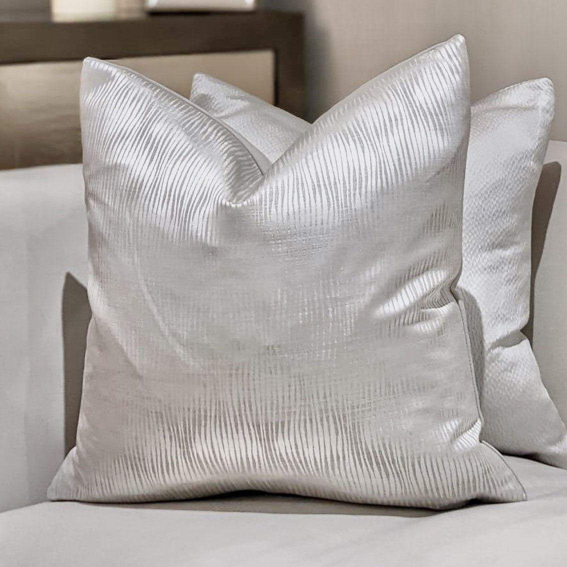 Silver metallic clearance cushion