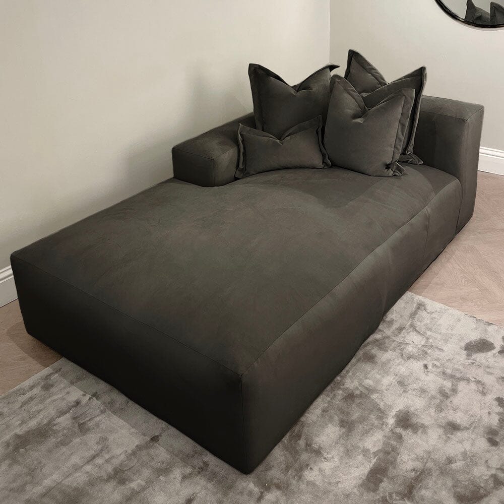 Lenox Shadow Grey Velvet Pillow Back Sofa Range Made to Order Sofa