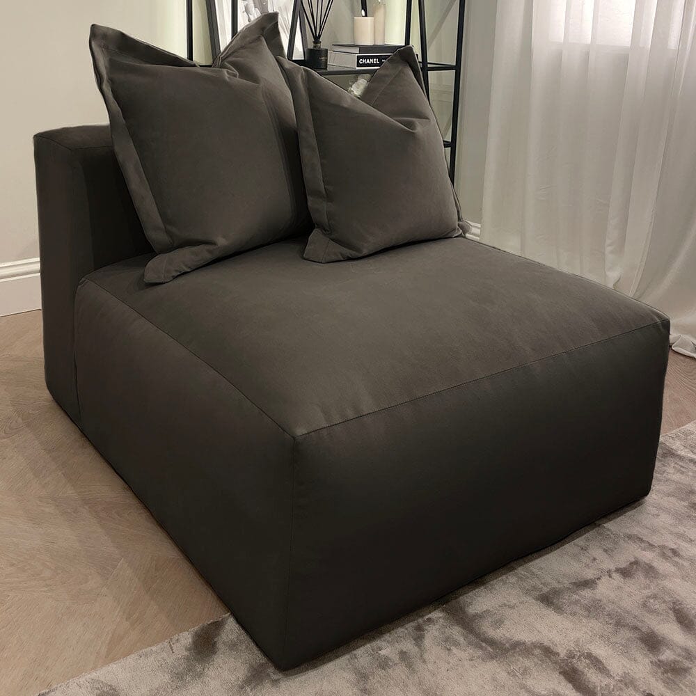 Lenox Shadow Grey Velvet Pillow Back Sofa Range Made to Order Sofa