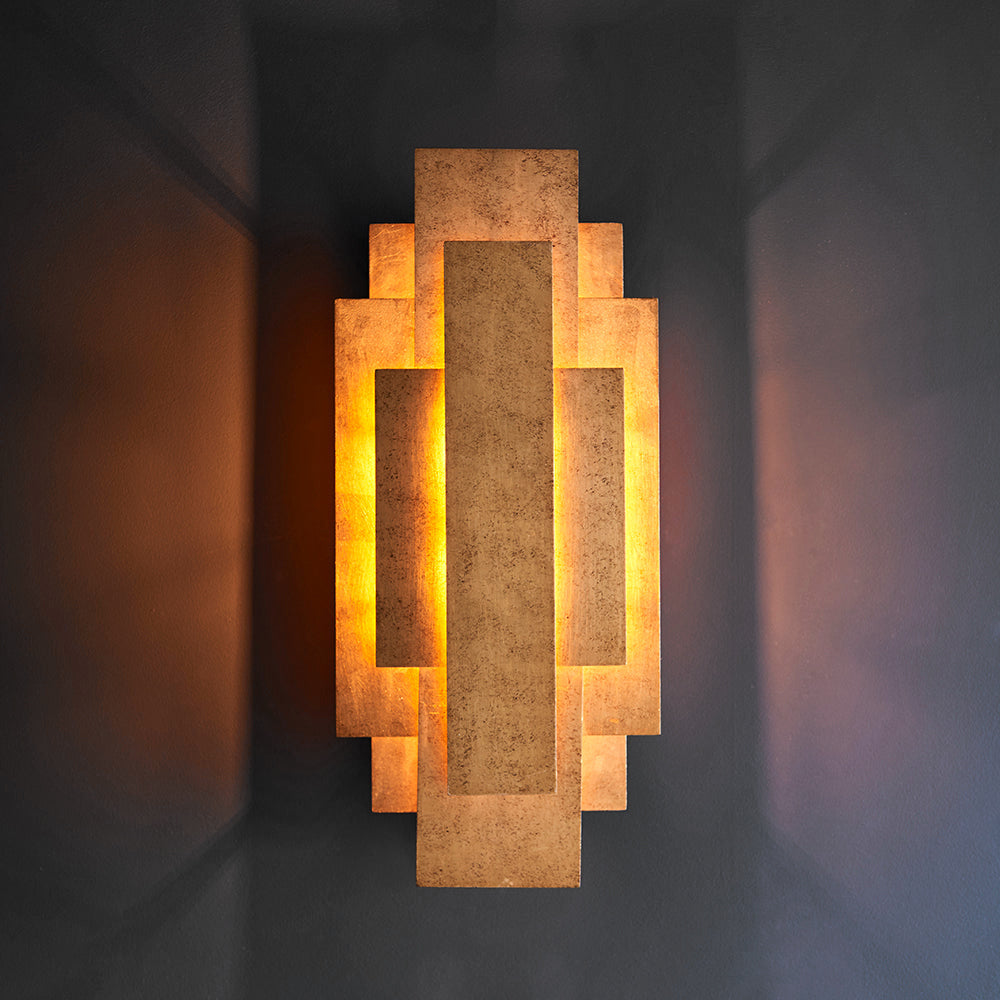 Leora Rectangular Gold Panel Wall Light Rowen Homes