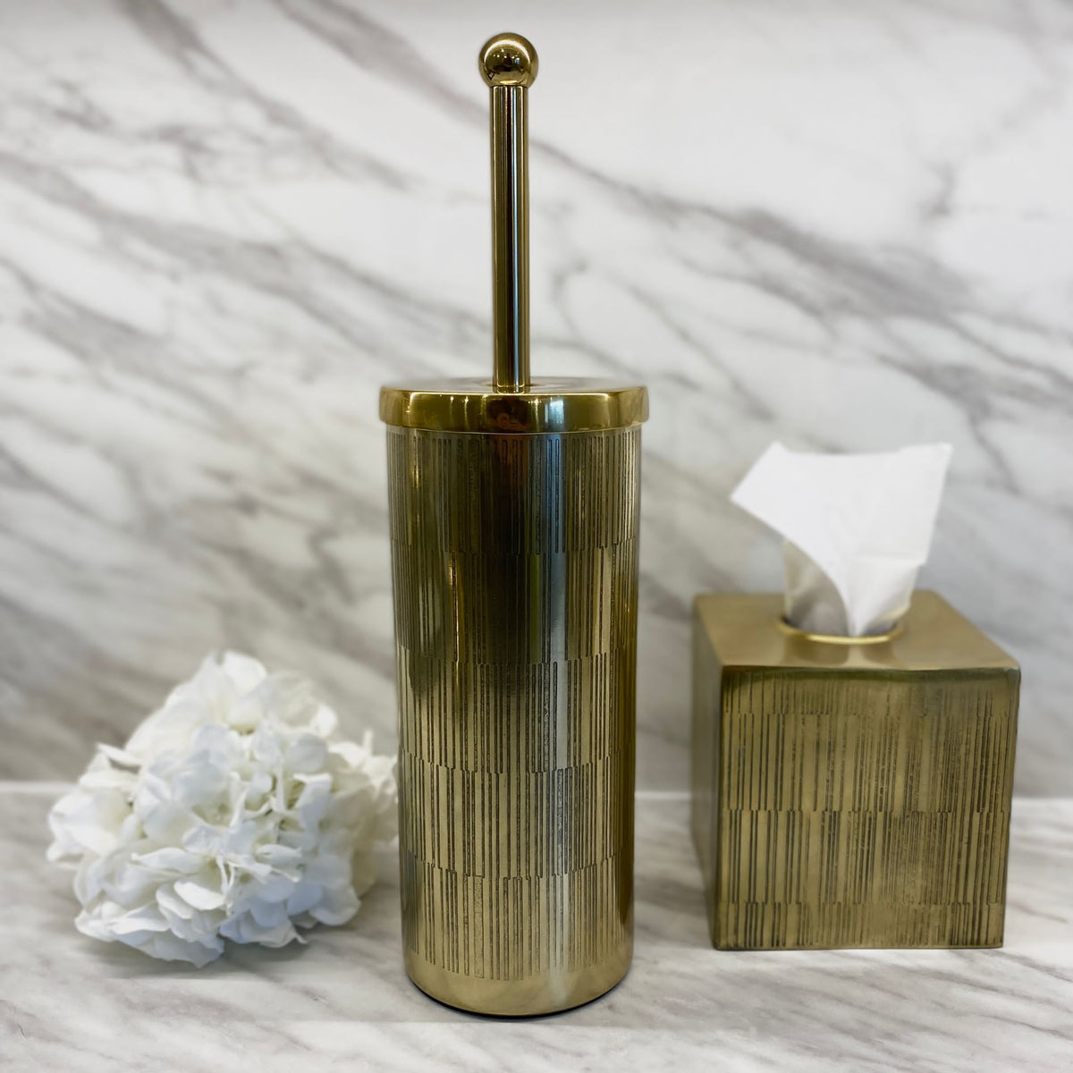 Lizzie Line Effect Gold Finish Toilet Brush Bathroom