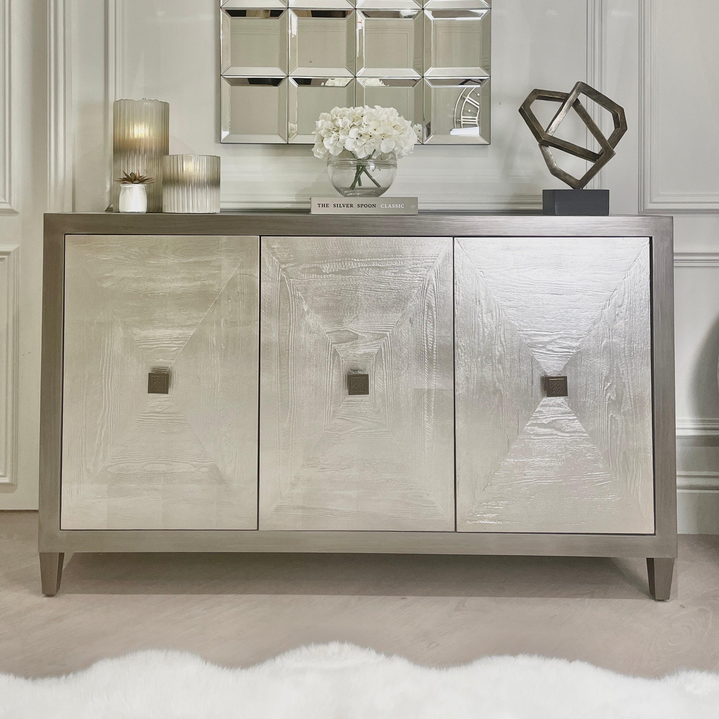 Lockett Premium Silver & Bronze 3 Door Sideboard Furniture