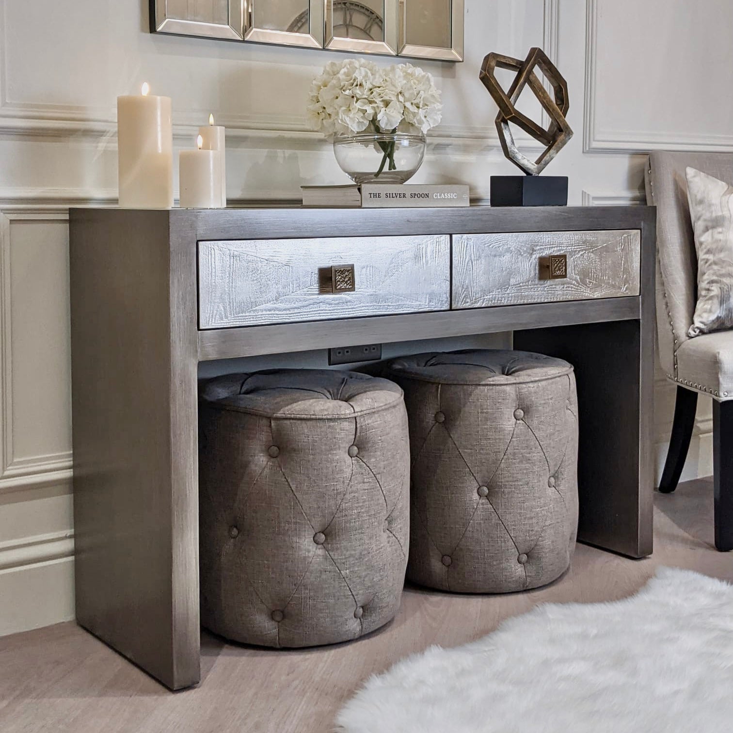 Lockett Premium Silver & Bronze Console Table Console Table