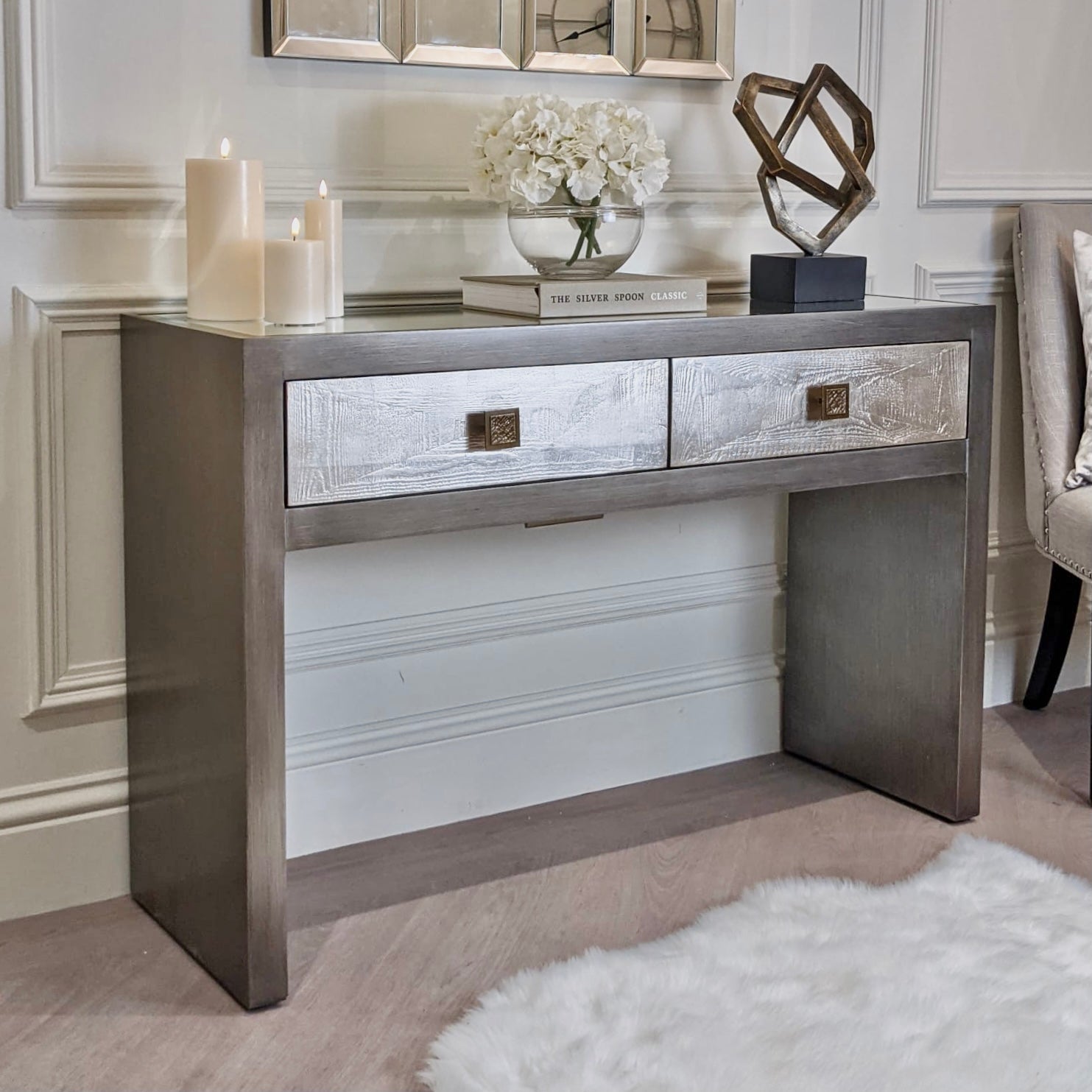 Lockett Premium Silver & Bronze Console Table Console Table