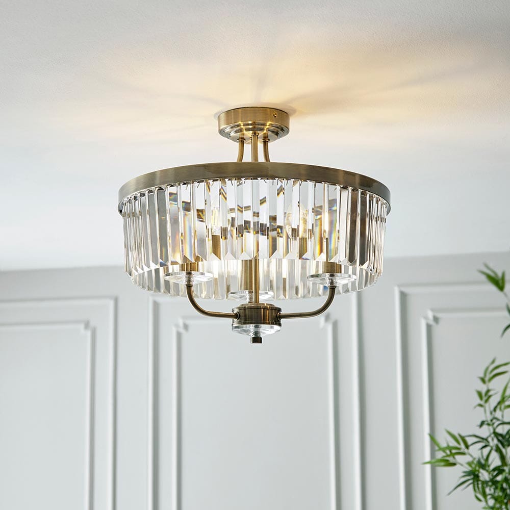 Masika Brass & Glass Pendant Ceiling Light Lighting