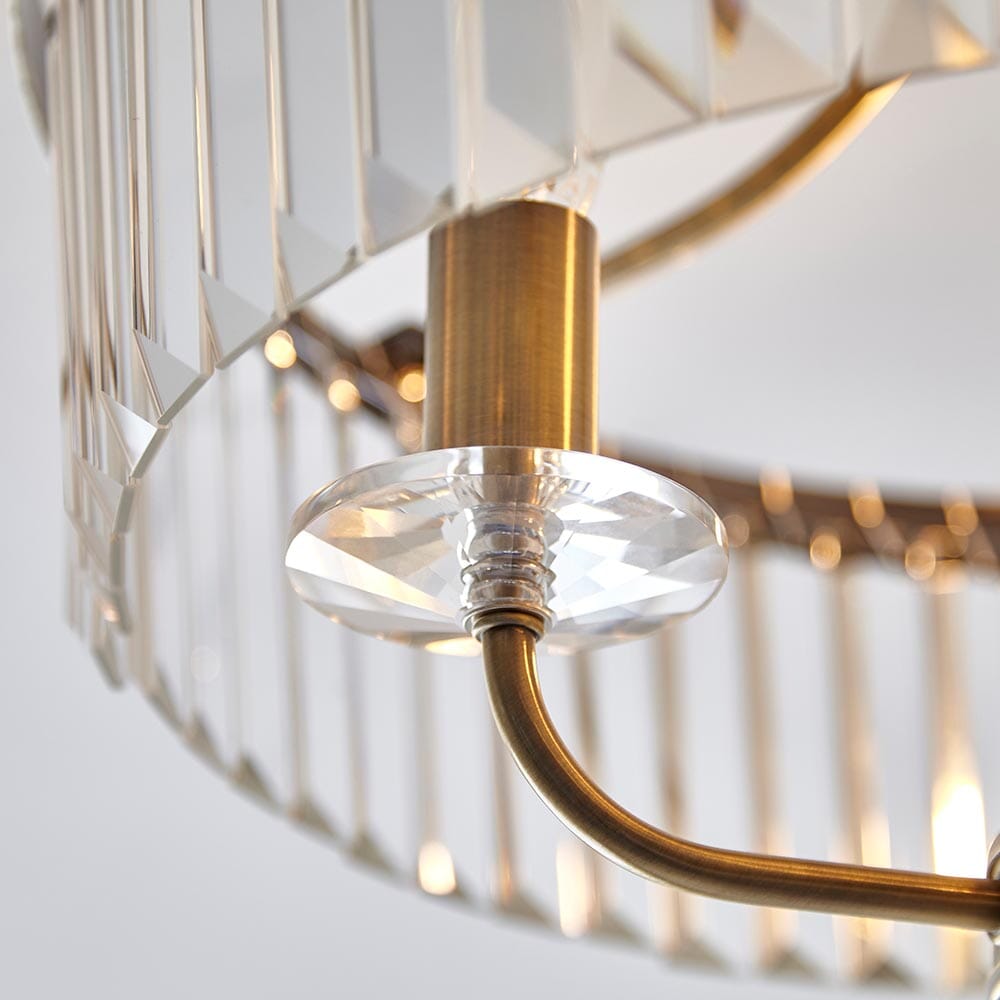 Masika Brass & Glass Pendant Ceiling Light Lighting