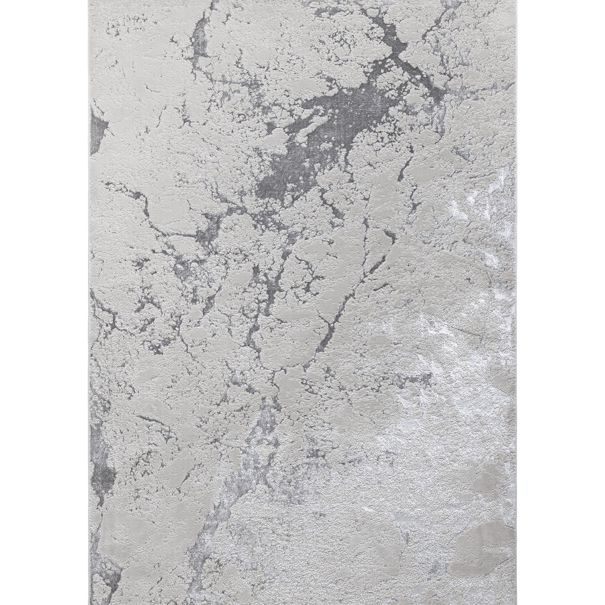 Nebula Cream & Metallic Silver Marble Velvet Rug Rug