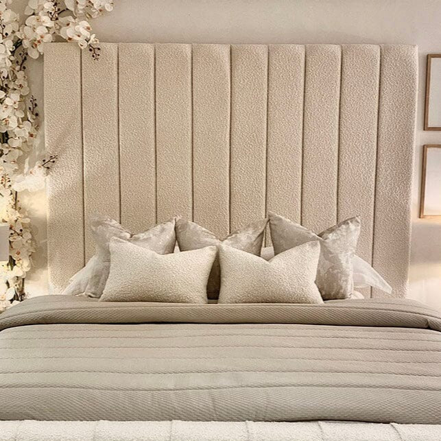 Nori Cream Boucle Luxury Panelled Bed Bed