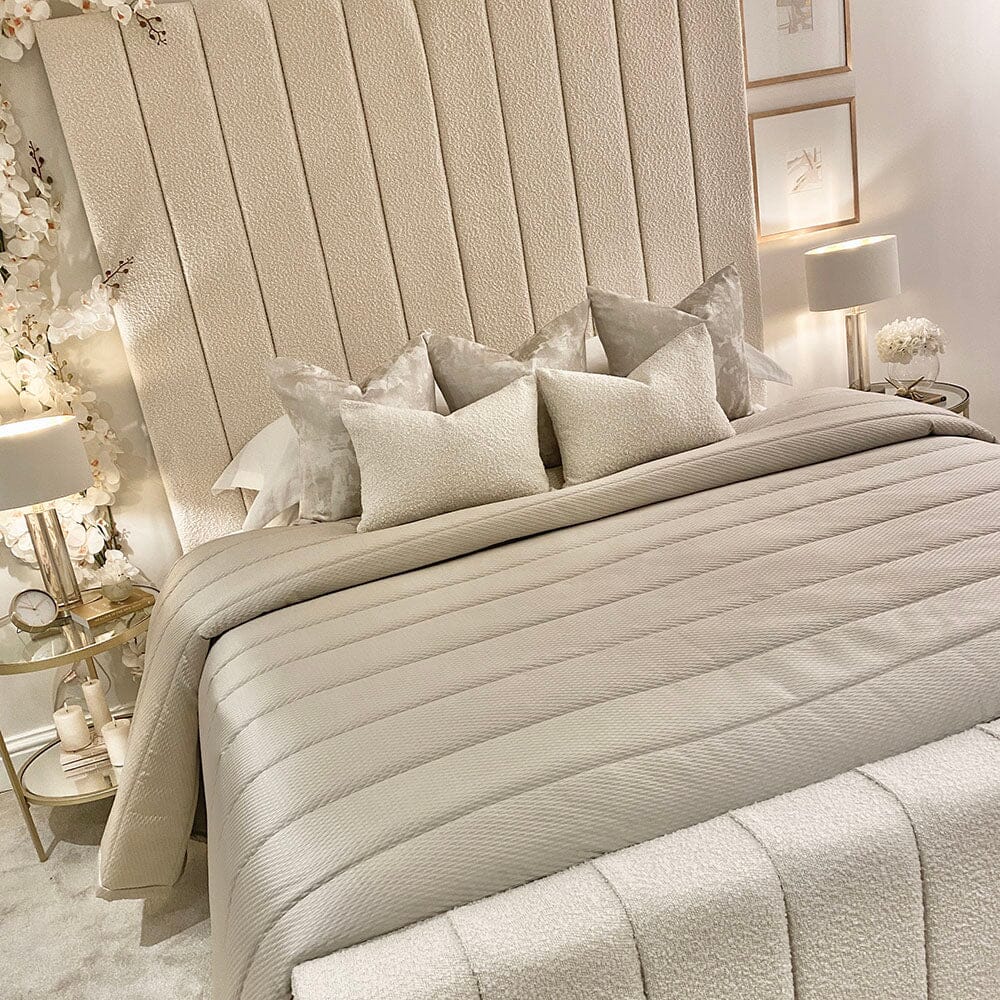 Nori Cream Boucle Luxury Panelled Bed Bed