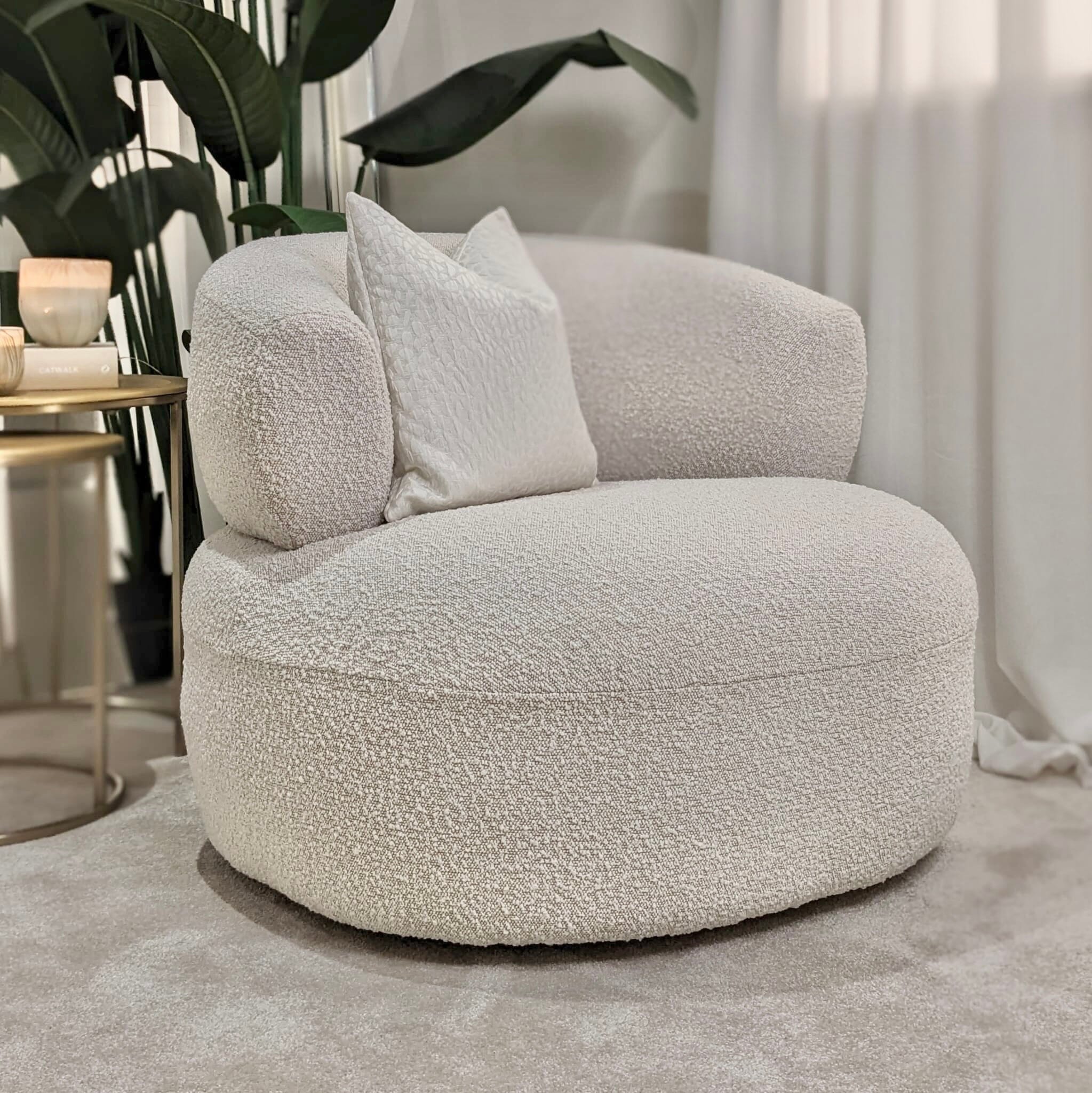 Nyra Ivory Boucle Accent Chair Chair