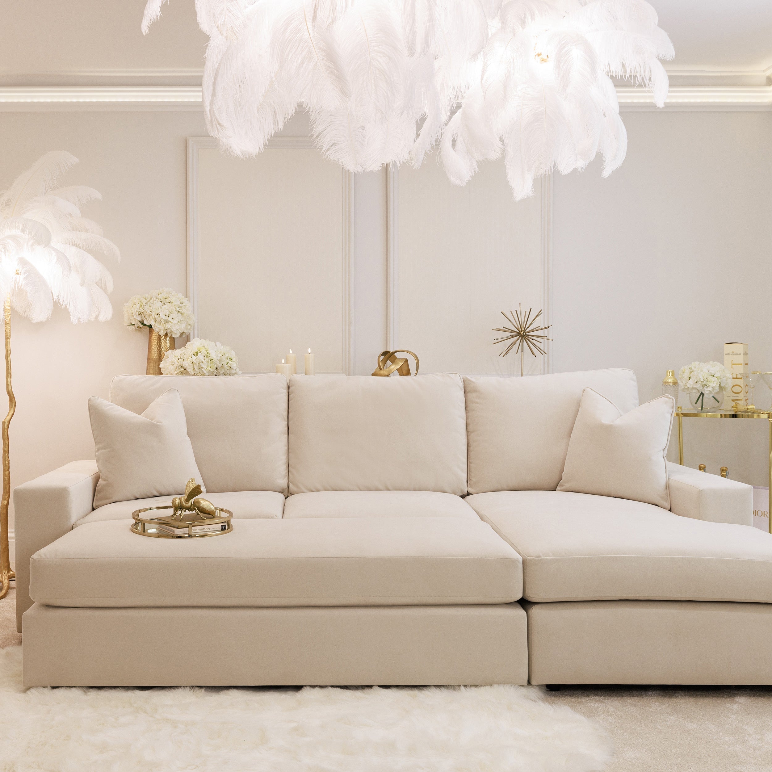 Rudyard Kipling Exert nøje Olivia Cream Premium Medium Corner Sofa with Hidden Feet – Rowen Homes