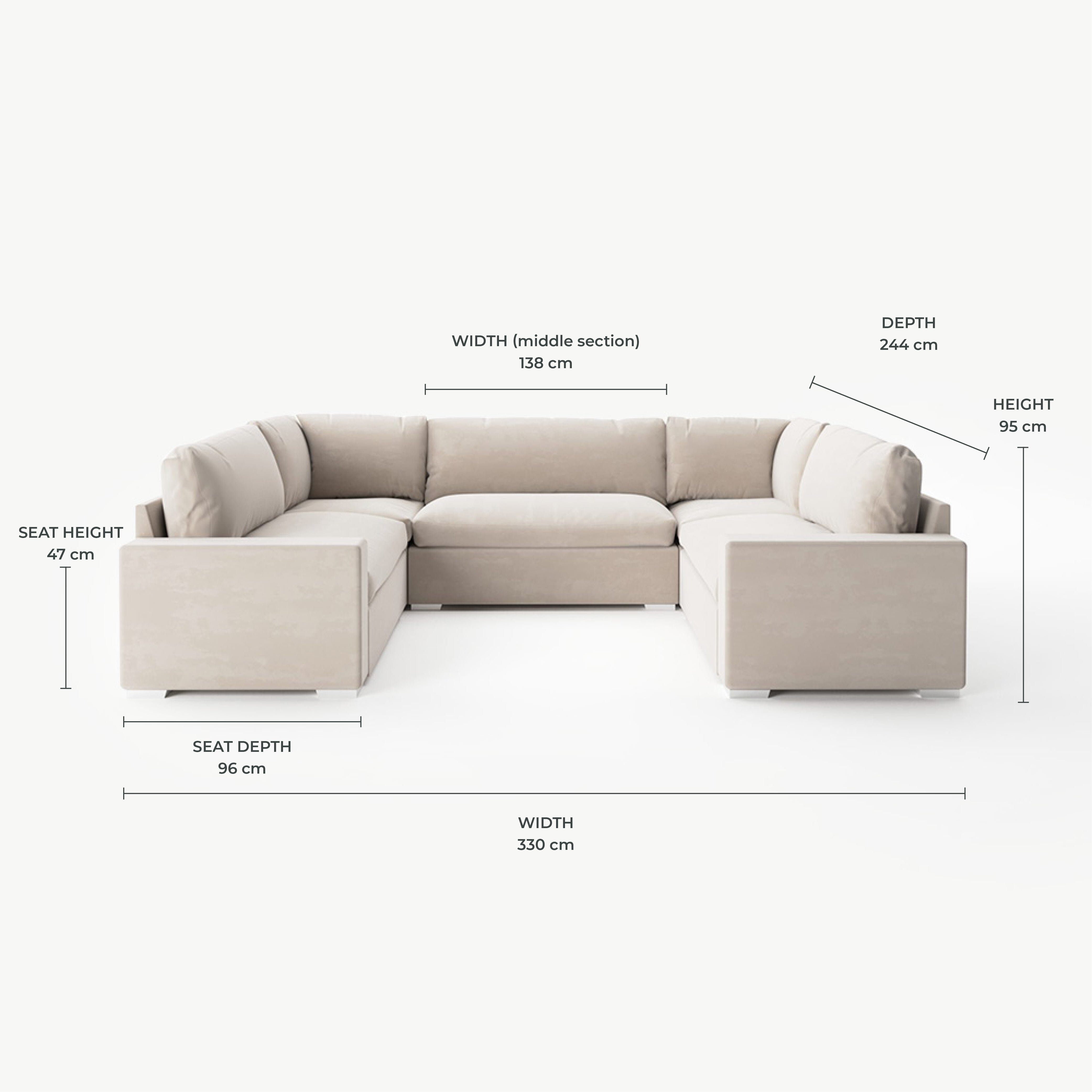 Olivia Cream Premium U-Shaped Sofa Made to Order Sofa