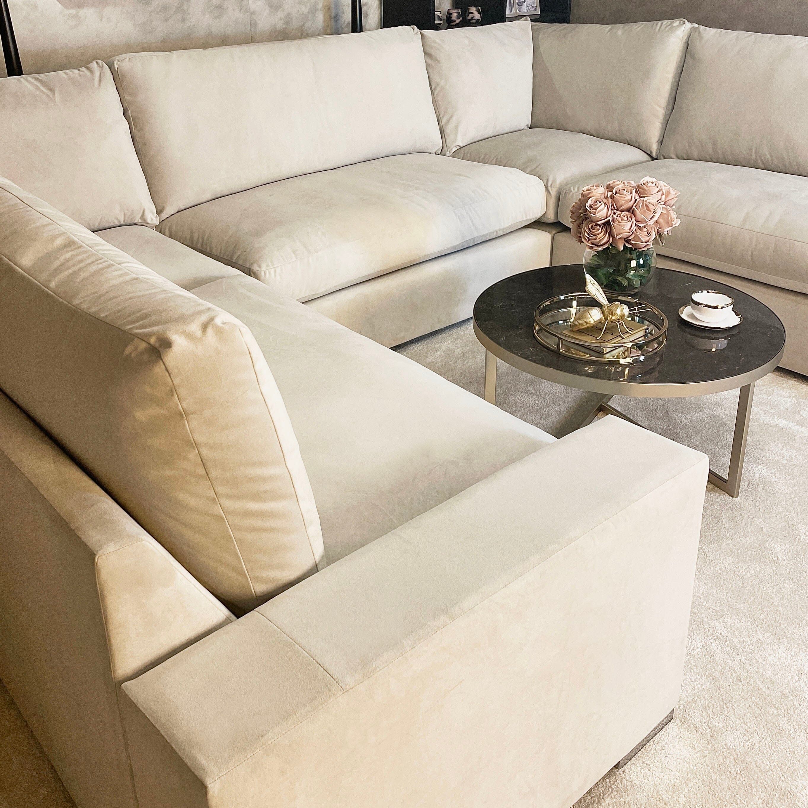 Olivia Cream Premium U-Shaped Sofa Made to Order Sofa