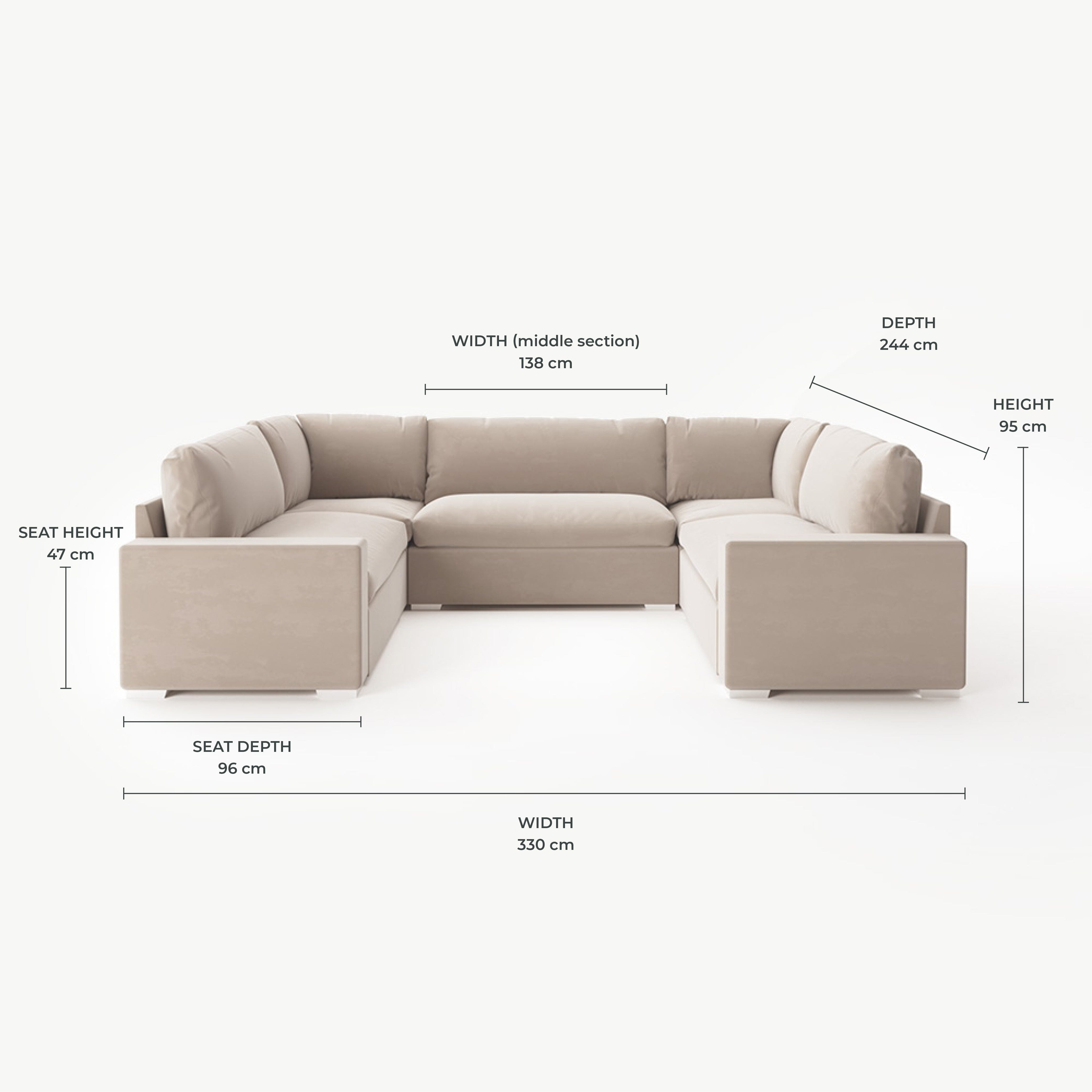 Olivia Mink Premium U-Shaped Sofa MTO Sofa