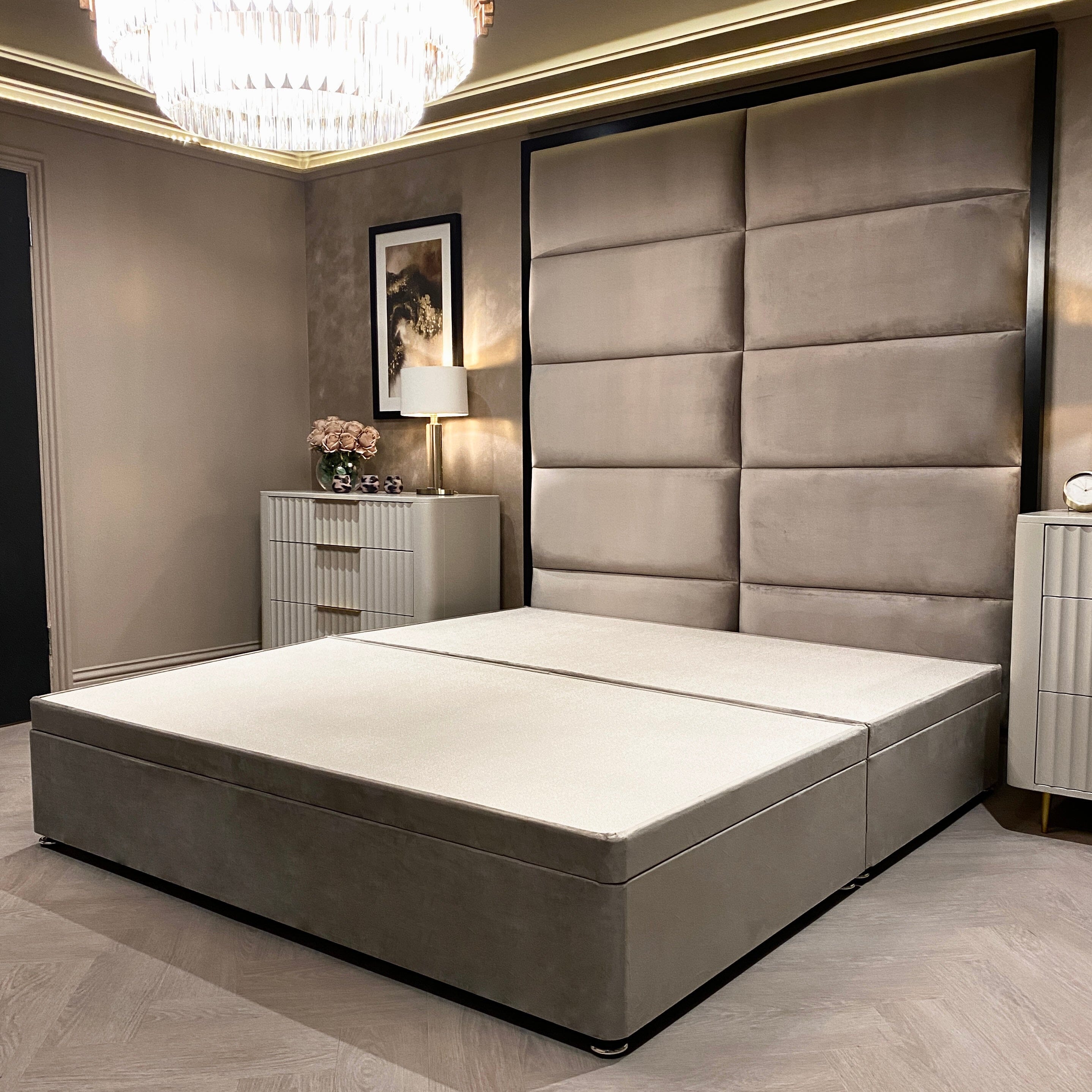 Praline Luxury Velvet Ottoman Divan Bed Base Bed
